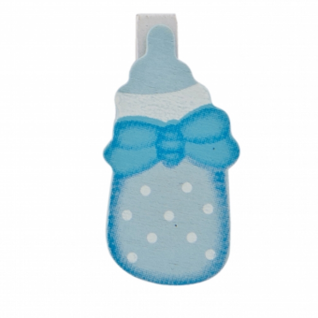 Knijpertje babyflesje blauw