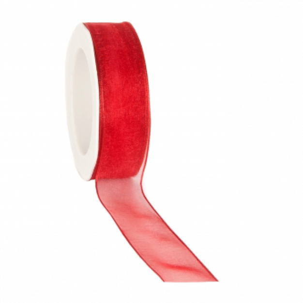 Organza Wired wijnrood 25 mm.